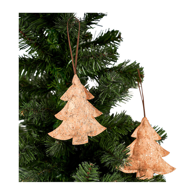 Kersthanger kurk - boom - licht bruin - set van 2