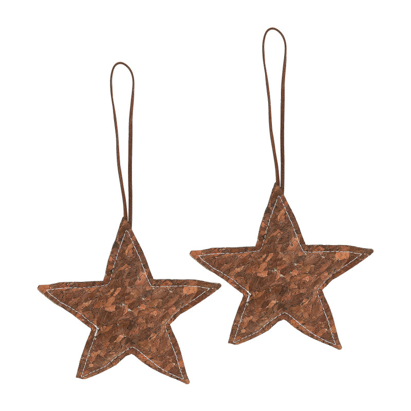 Kersthanger kurk - ster - donker bruin - 2 stuks