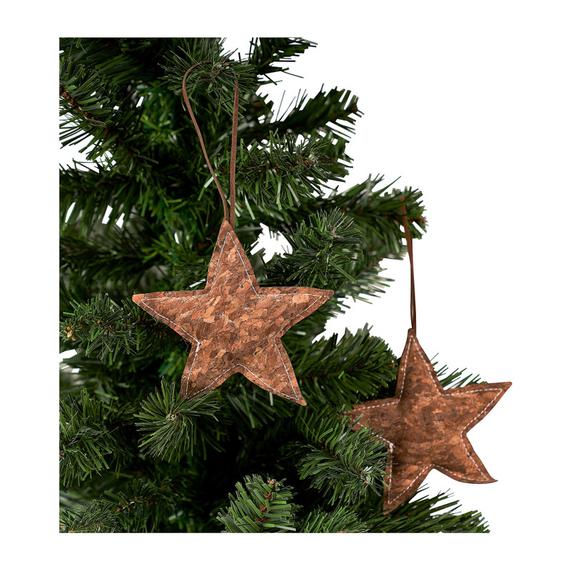 Kersthanger kurk - boom - donker bruin - 2 stuks