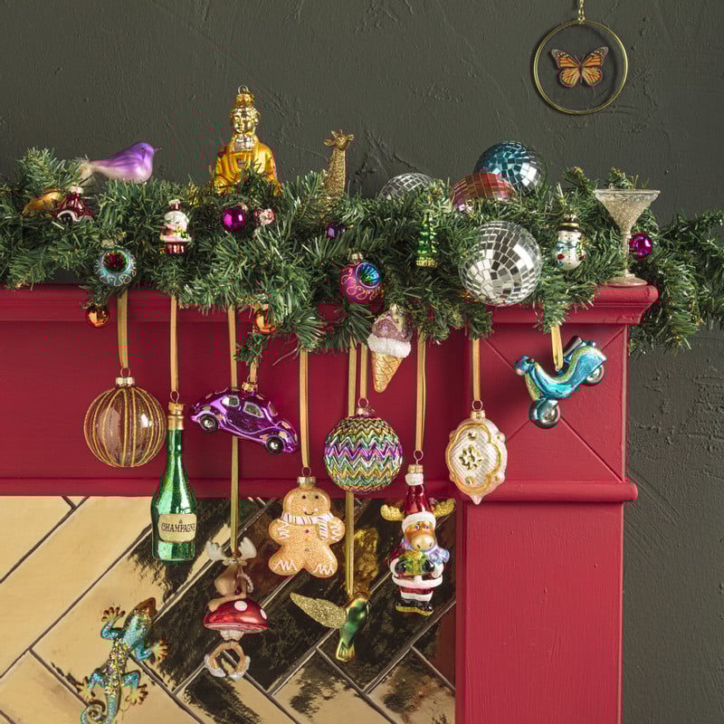 Kersthanger glas champagne - diverse varianten - 9 cm
