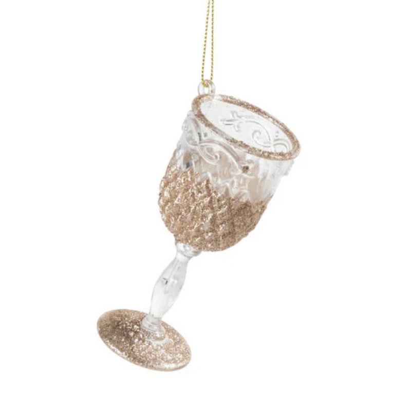 Kersthanger glas champagne - diverse varianten - 9 cm