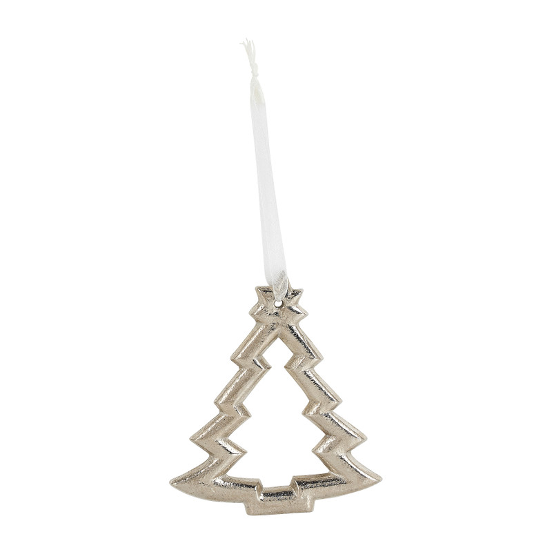 Hanger kerstboom - zilver - 10 cm