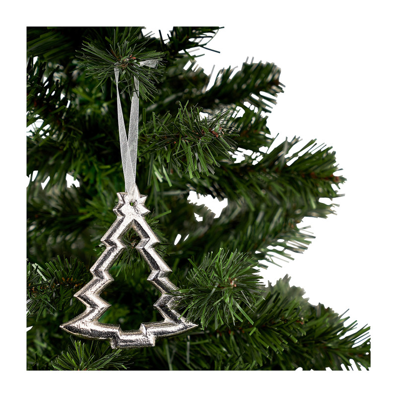 Hanger kerstboom - zilver - 10 cm