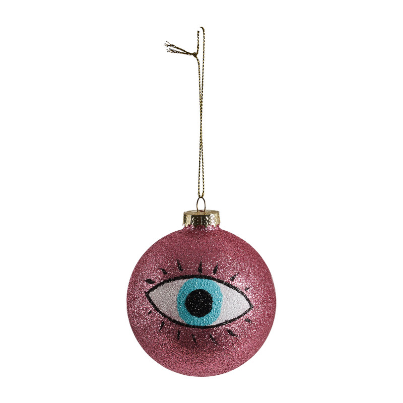 Kerstbal EYE - roze - 8 cm