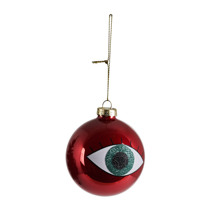 Kerstbal EYE - rood - 8 cm