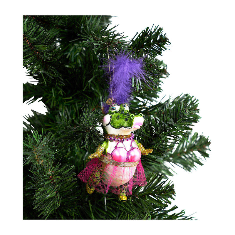 Kersthanger krokodil - 12 cm