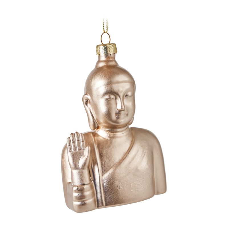 Kersthanger buddha - champagnekleur - 11 cm