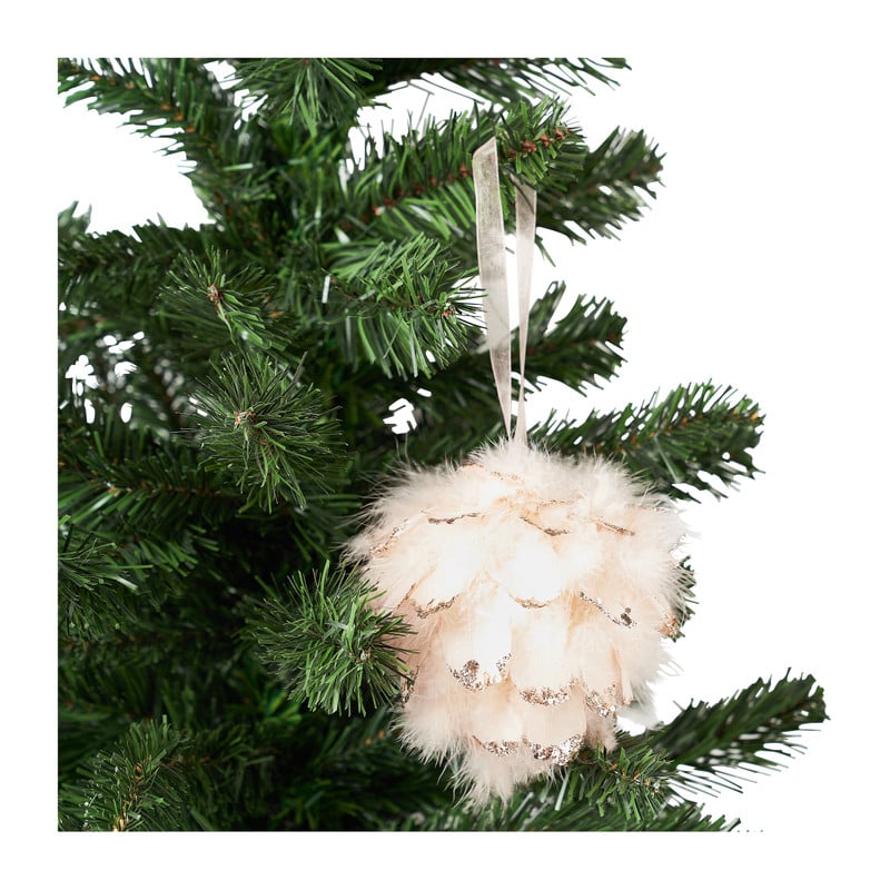 Kersthanger veren - roze - ø11 cm