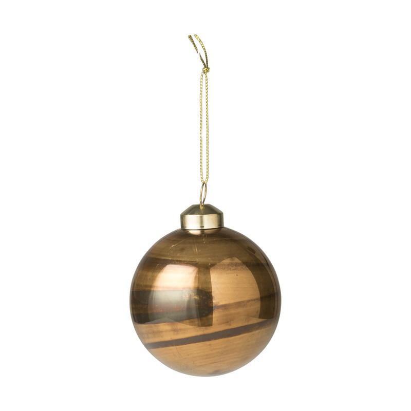 Kerstbal bruin - 8 cm - glas