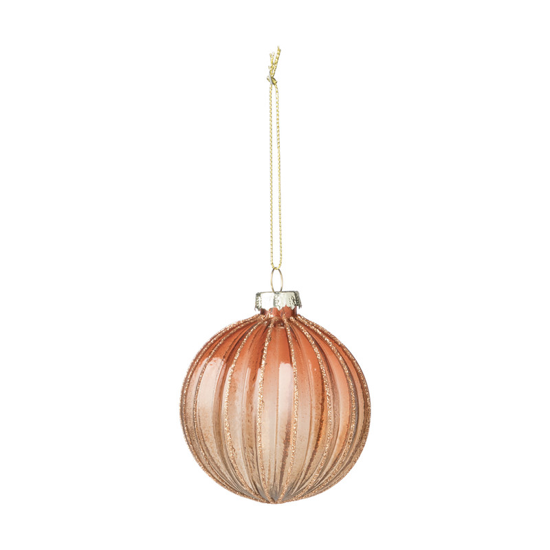 Kerstbal oranje - 8 cm - glas