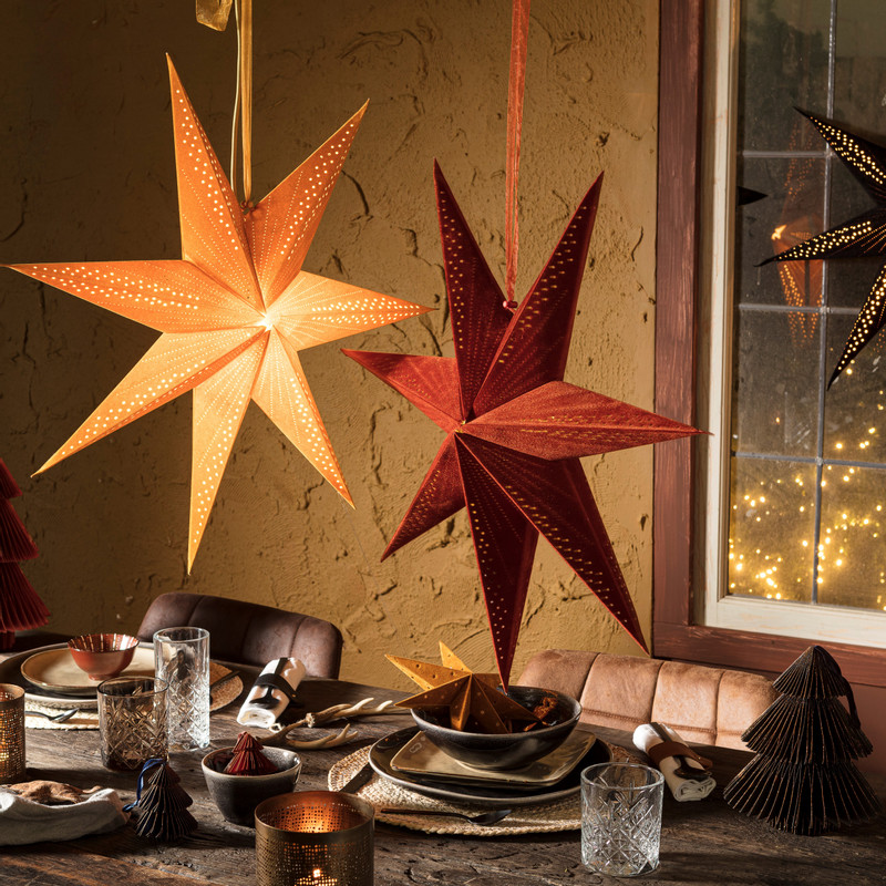 Hanger ster velvet - zwart - 20 cm