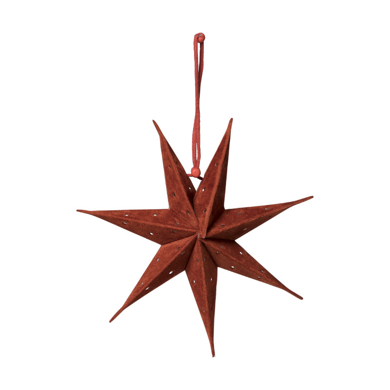 Hanger ster velvet - bruin - 20 cm