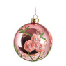 Kerstbal bloem shiny - roze - glas - 10 cm
