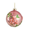 Kerstbal bloem pearl - roze - glas - 10 cm