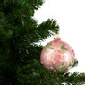 Kerstbal bloem pearl - roze - glas - 10 cm