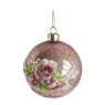 Kerstbal bloem - roze - glas - 8 cm