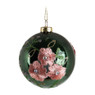 Kerstbal bloem - groen - glas - 8 cm