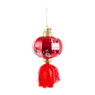 Kerstbal lantaarn kleine bloem - rood - 8 cm