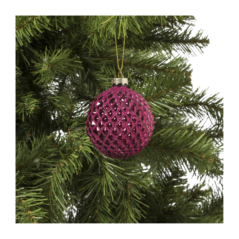 Kerstbal - paars - 8 cm