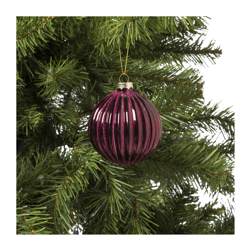 Kerstbal - paars - 8 cm