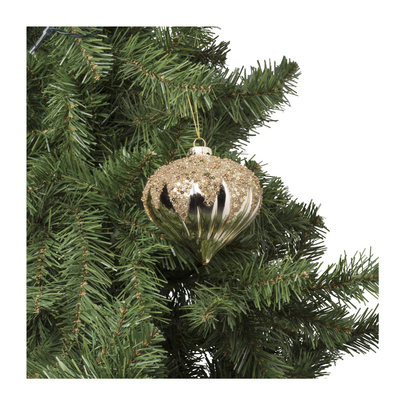 Kerstbal druppel - goud - 10 cm