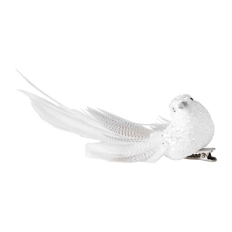 Vogel op clip - wit