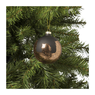 in de rij gaan staan Zeg opzij Outlook Kerstbal koperkleurige glitters - zwart - 8 cm | Xenos