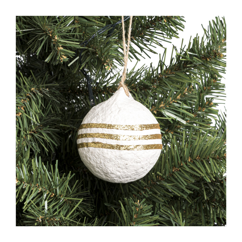 Kerstbal van recycled katoen - wit