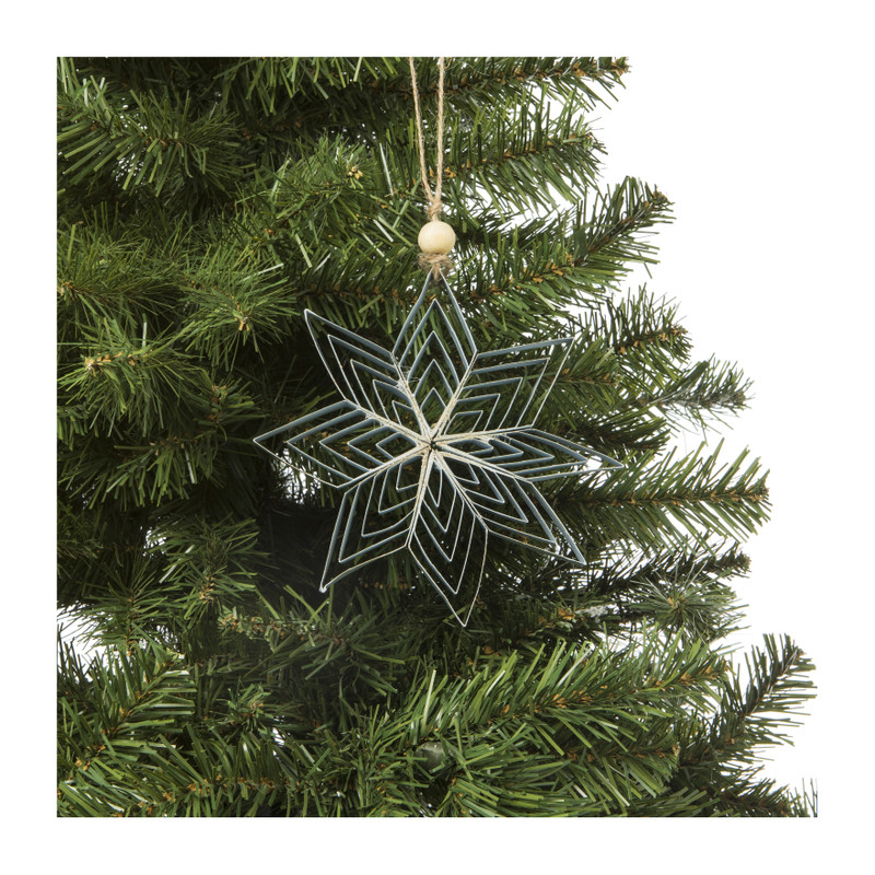 Kersthanger ster - blauw - 15 cm