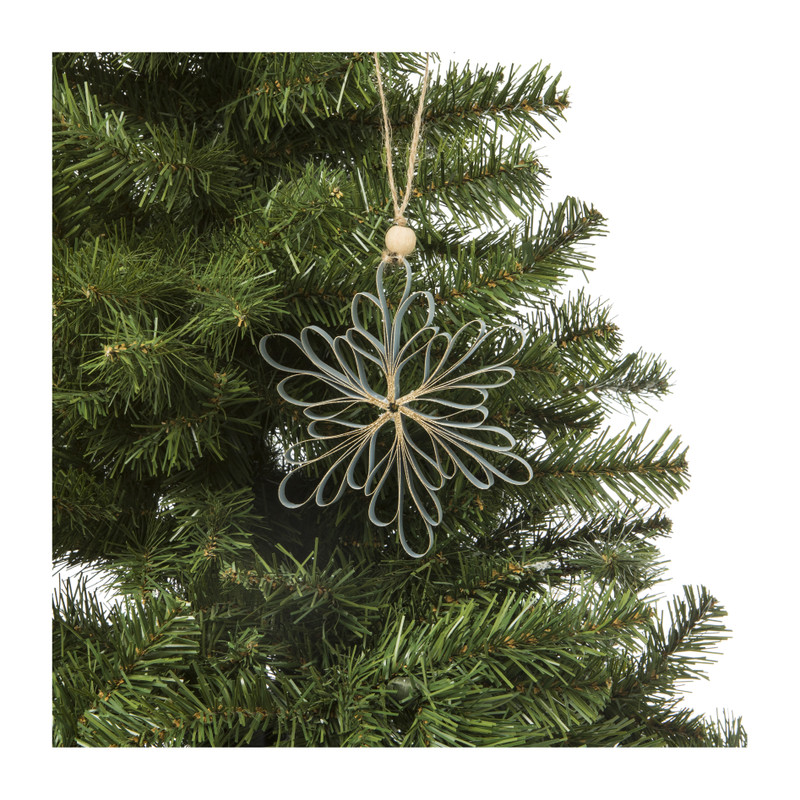 Kersthanger ster - blauw - 15 cm