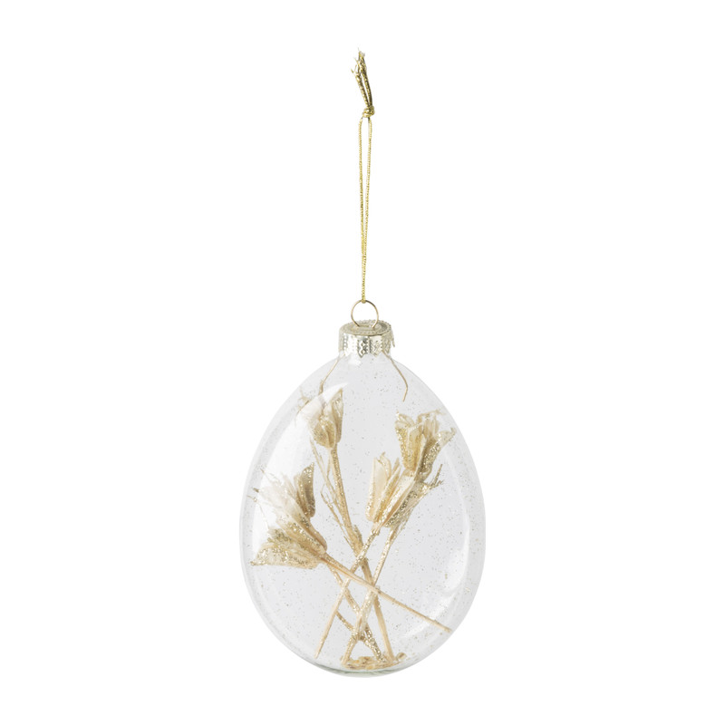 Kerstbal droogbloem - wit - 8.3x12 cm