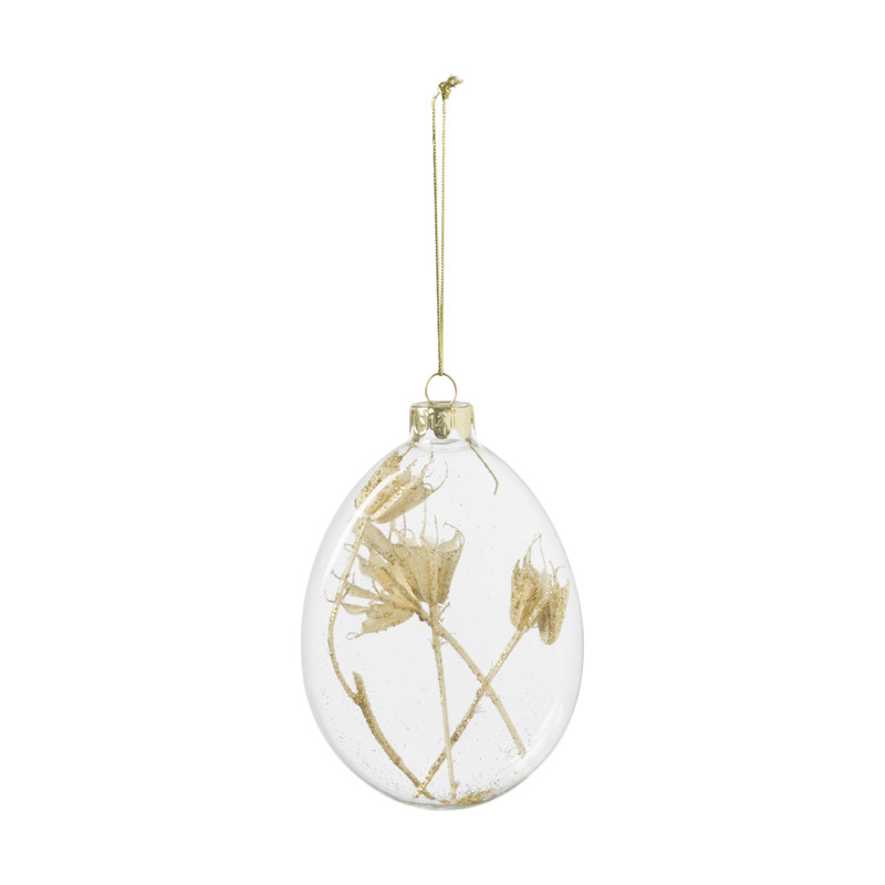 Kerstbal droogbloem - wit - 8.3x12 cm