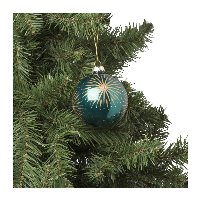 Kerstbal zon - blauw - Ø8 cm 