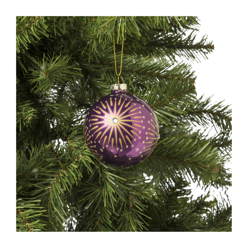 Kerstbal zon - paars - Ø8 CM