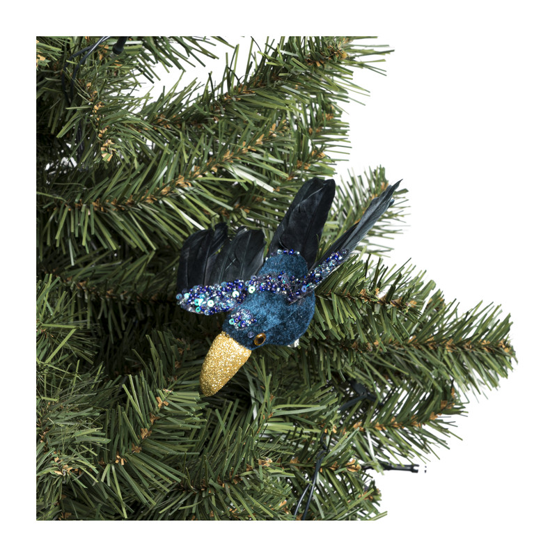 Toekan op clip - blauw - 14 cm