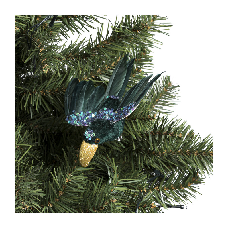 Toekan op clip - groen - 14 cm