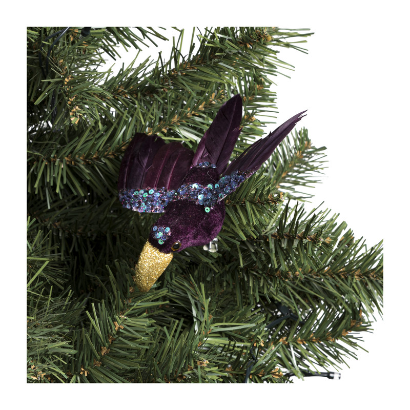 Toekan op clip - paars - 14 cm