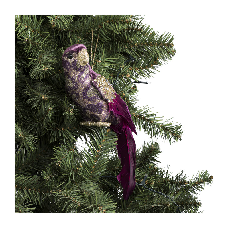 Hanger papegaai - paars - 28 cm