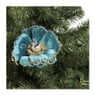 bloem op clip - blauw - 14 cm