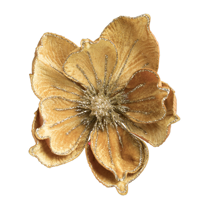 bloem op clip - geel - 14 cm