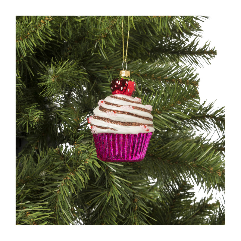 Kersthanger cupcakes - roze