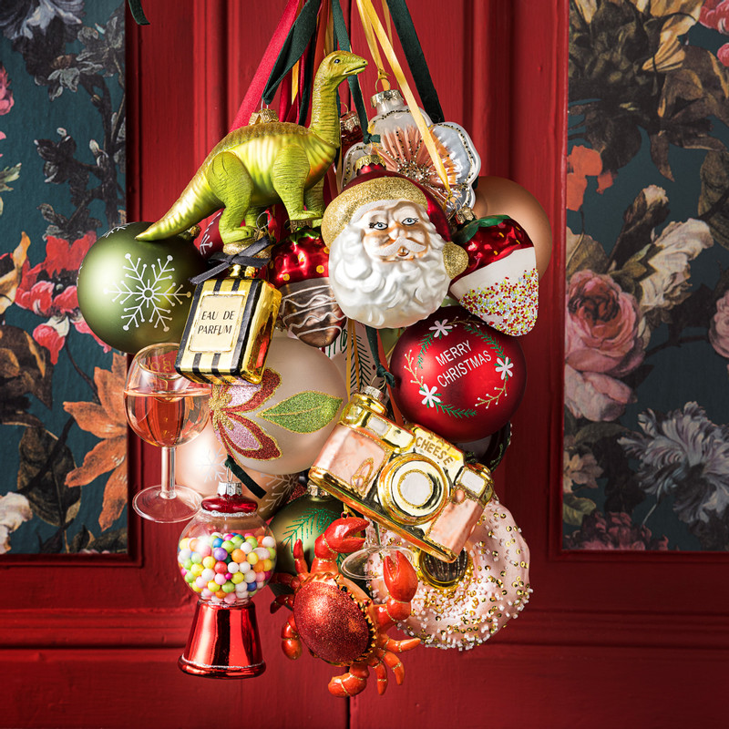 Kersthanger wijnglas - rose