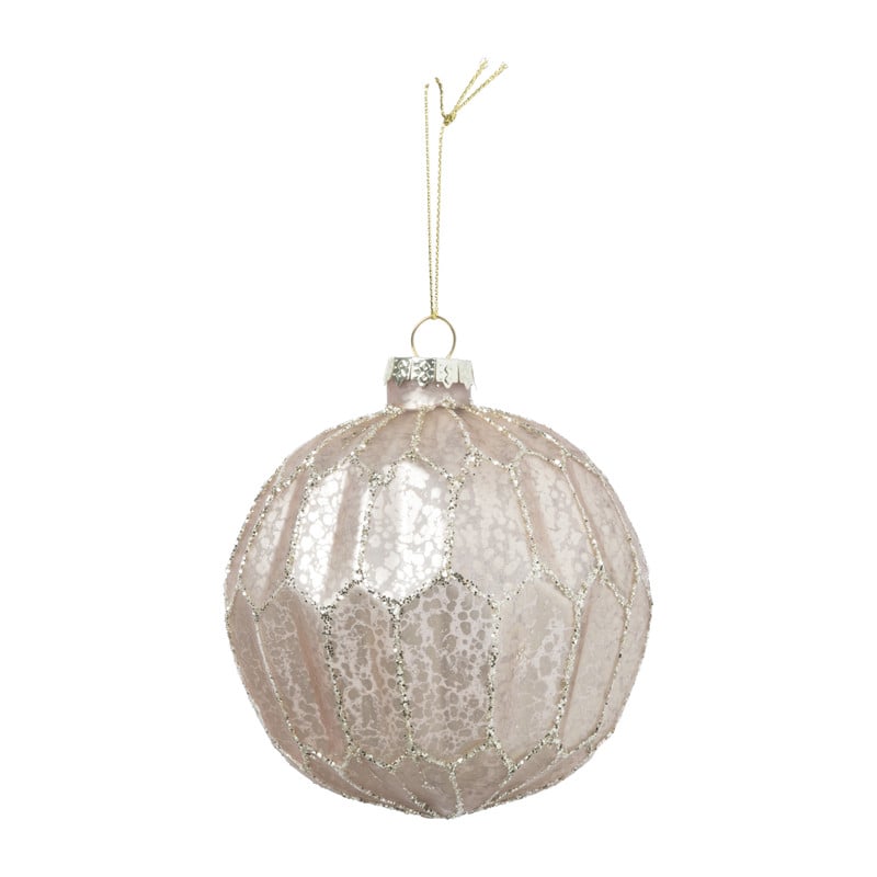 Kerstbal Kersthanger - roze - 10 cm