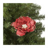 Kerstclip bloem - rood - 13x13 cm
