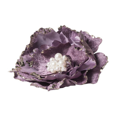 Kerstclip bloem - lila - 13x13 cm