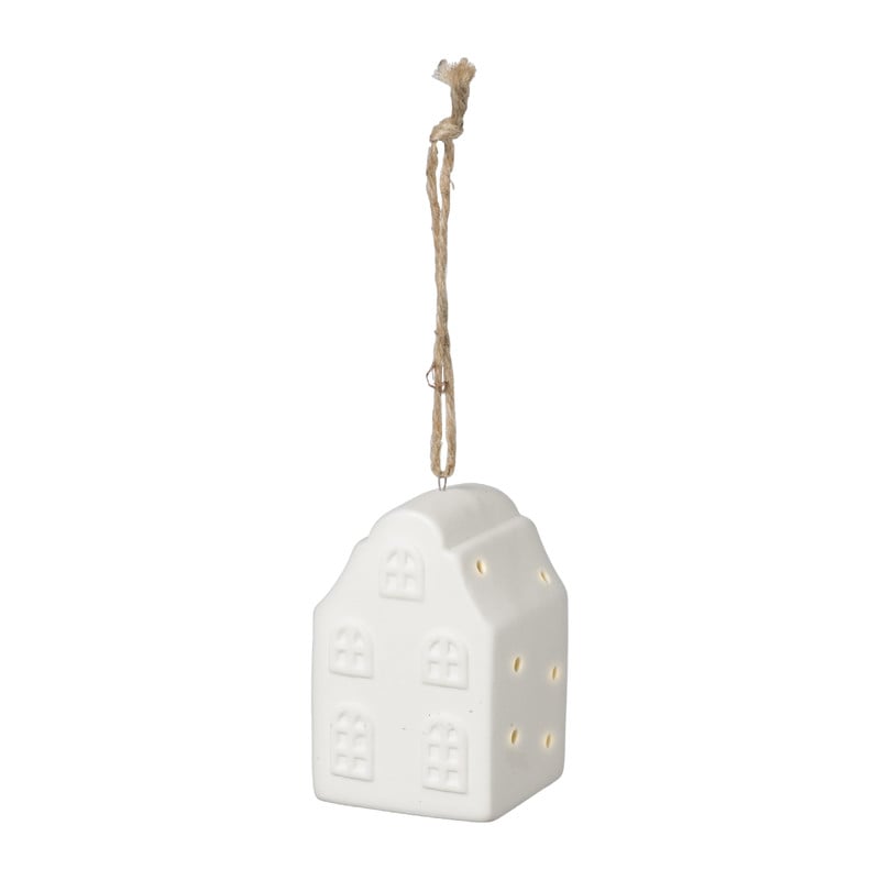 Kersthanger huisje - lichtgevend - wit 