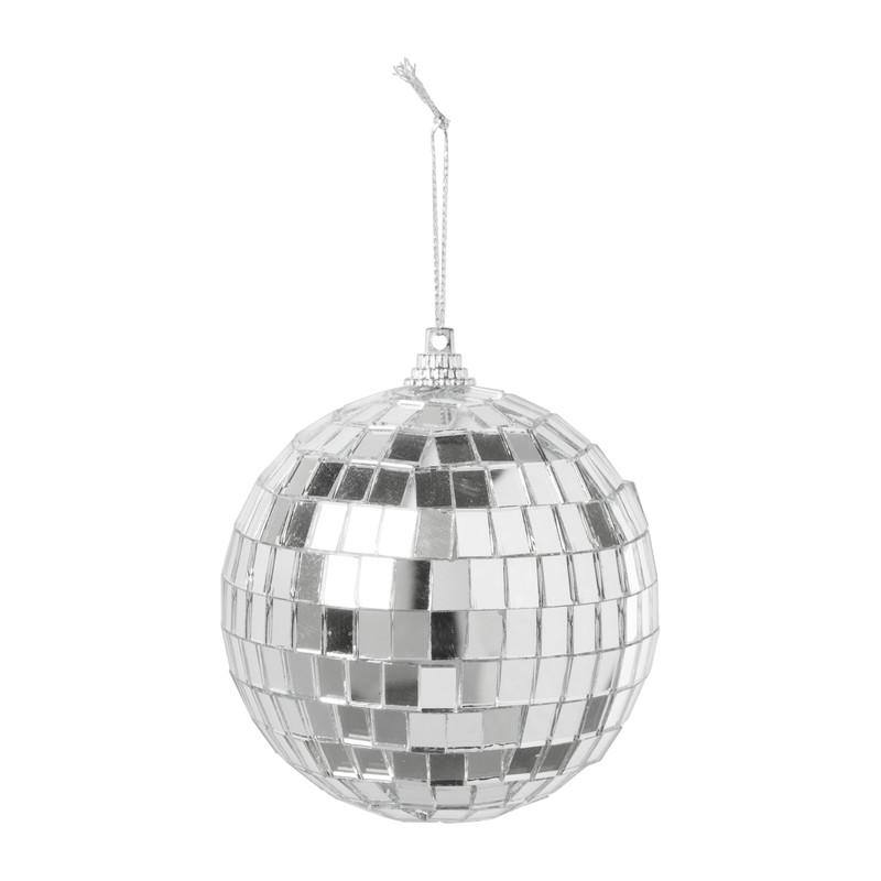 Kersthanger discobal - zilver - 8 cm