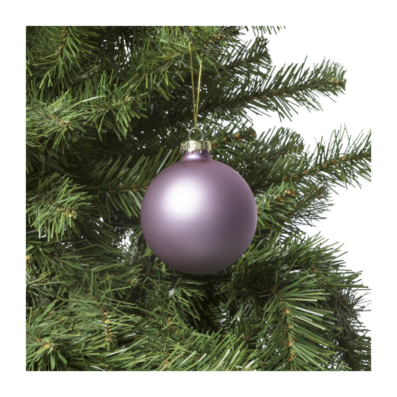 Kerstbal mat paars - 8 cm