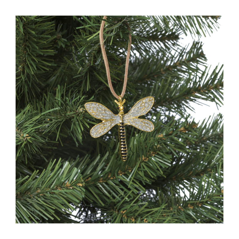 Kersthanger libelle - goud - 6x5 cm 