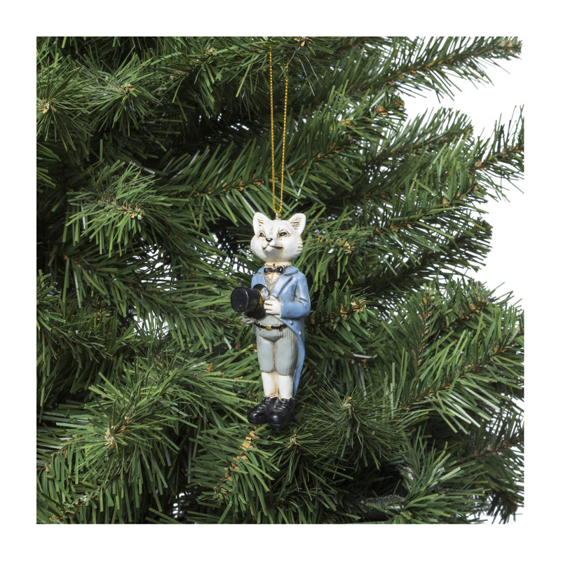 Kersthanger hond in pak - blauw 